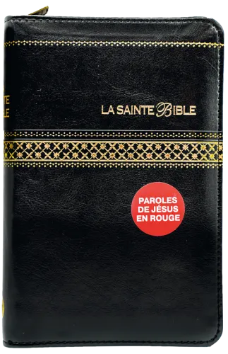 Bible Segond 1910 - compact - simili noir tr. or,onglets,ferm. eclair.