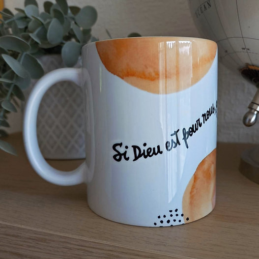 Tasse "Si Dieu est pour nous, qui sera contre nous ?"