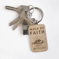 Porte-clé bois "Walk by faith not by sight"