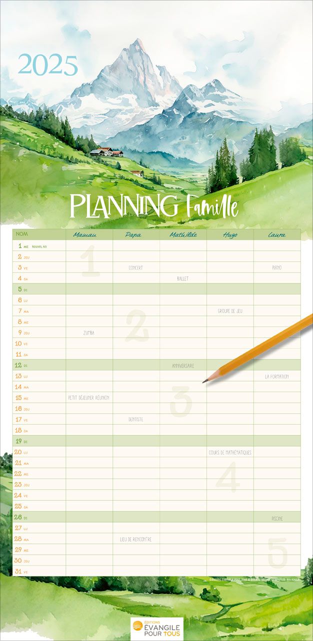 Calendrier Planning famille - mural