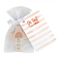 Mini croix bois Arc-en-ciel "Que Dieu te bénisse..."