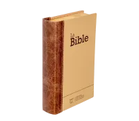 Bible Segond 21 compacte  (Premium style) - Couverture rigide cuir praliné-chocolat - tranches or et