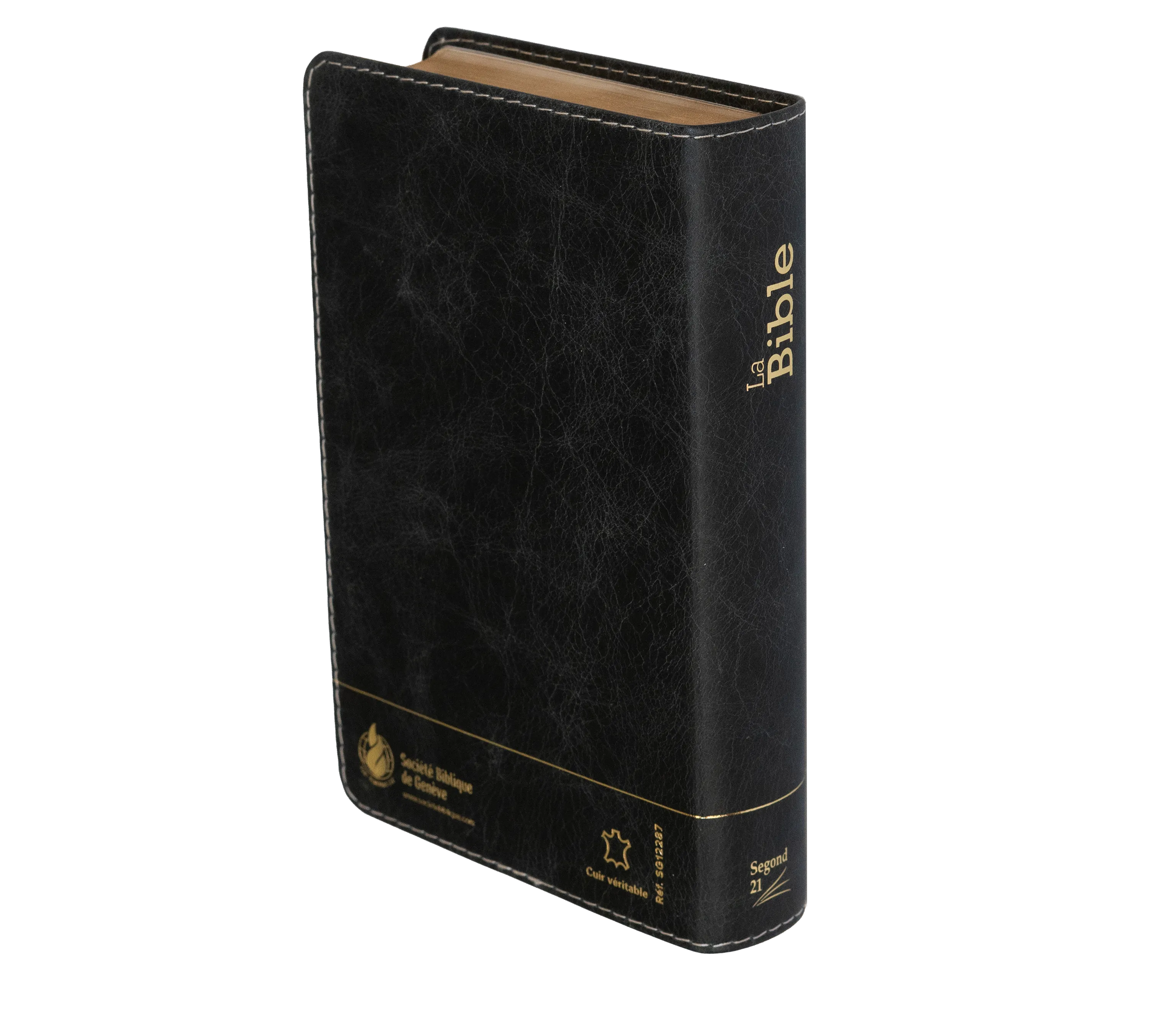 Bible Segond 21 compacte  (Premium style) - Couverture semi-rigide cuir anthracite, tranches or