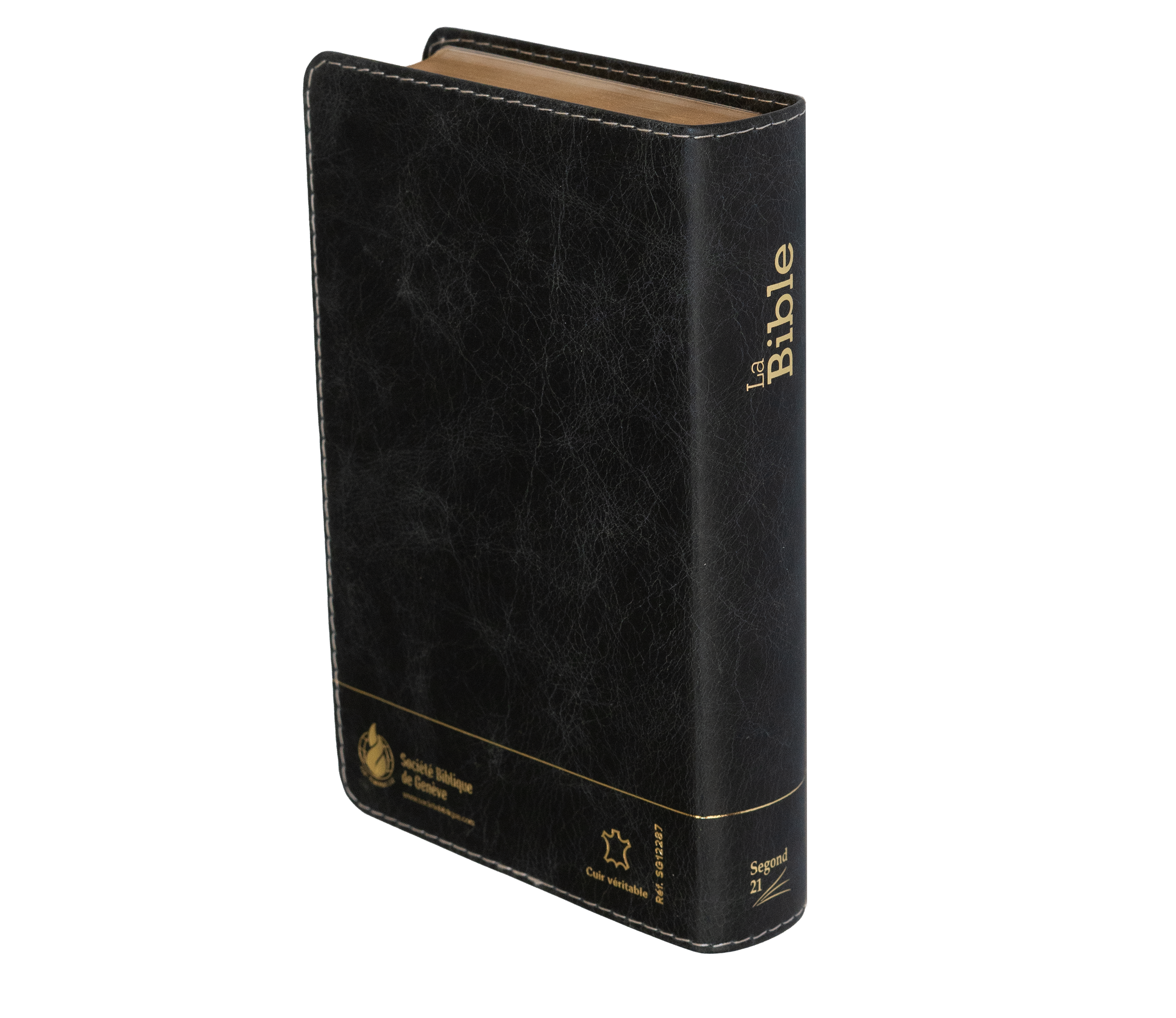 Bible Segond 21 compacte  (Premium style) - Couverture semi-rigide cuir anthracite, tranches or