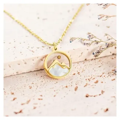 Collier avec pendentif graine de moutarde en acier couleur doré