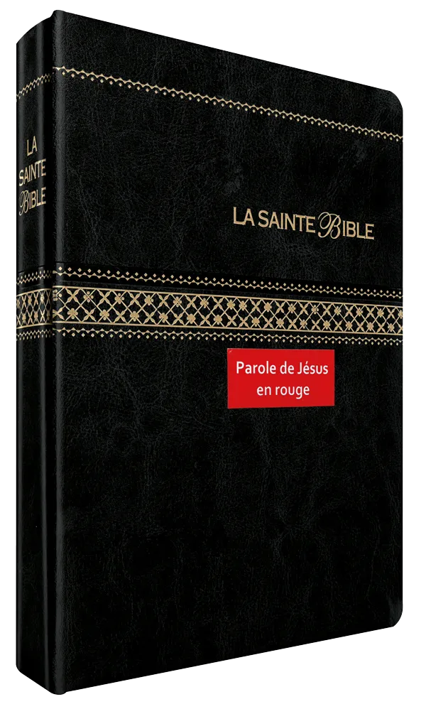 Bible Segond 1910 souple similicuir noir tranche or avec onglets - parole de Jésus en rouge