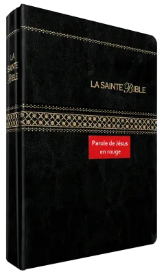 Bible Segond 1910 souple similicuir noir tranche or avec onglets - parole de Jésus en rouge