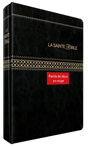 Bible Segond 1910 souple similicuir noir tranche or avec onglets - parole de Jésus en rouge