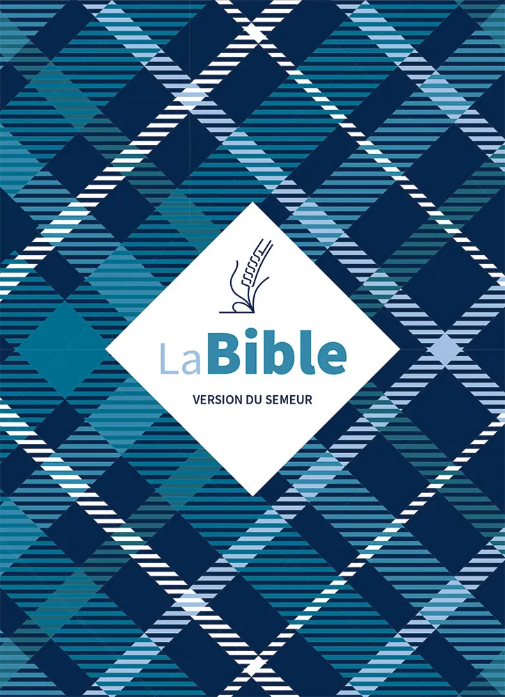 Bible Semeur 2015, couverture textile semi-souple bleue, tissu carreaux