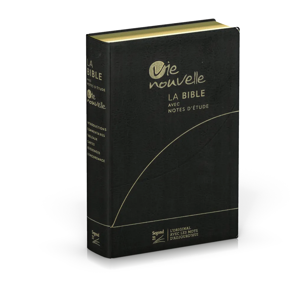 Bible d'étude Vie nouvelle, Segond 21 noire -couverture souple, fibrocuir,tranches or, avec boitier