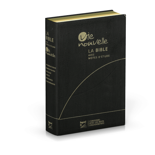 Bible d'étude Vie nouvelle, Segond 21 noire -couverture souple, fibrocuir,tranches or, avec boitier
