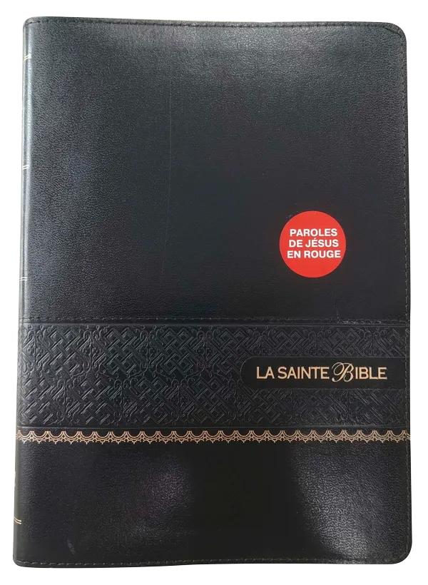 Bible Segond 1910 souple similicuir noir avec onglets - Paroles de Jésus en rouge
