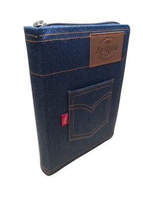 Bible Semeur 2015, couverture jeans souple bleue, avec zip, tranche blanche