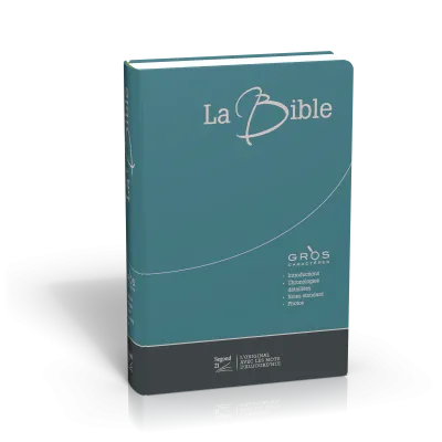 Bible Segond 21, gros caractères, duo bleu-gris