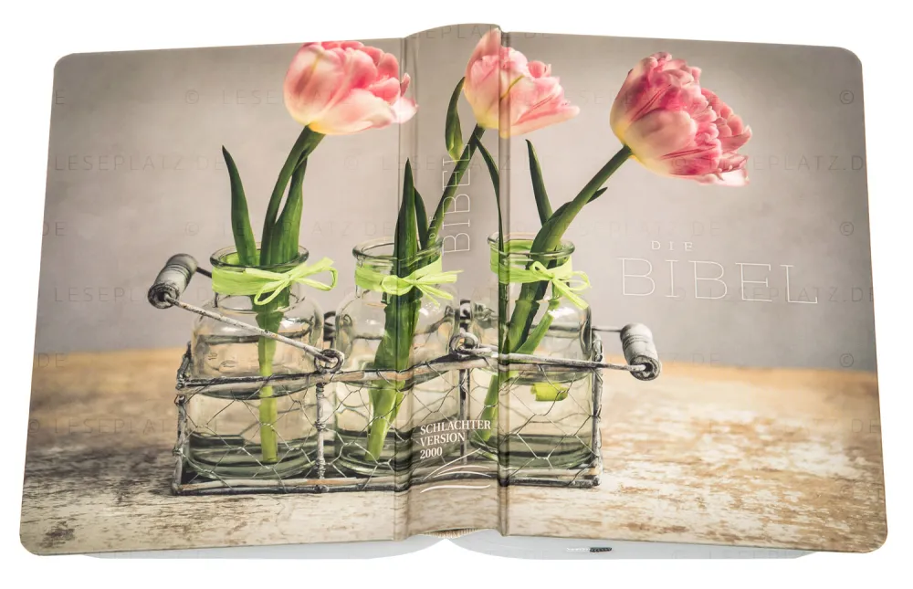 BIBLE SCHLACHTER 2000 allemand motif tulipe