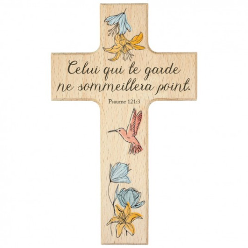 Croix en bois "Celui qui te garde.."