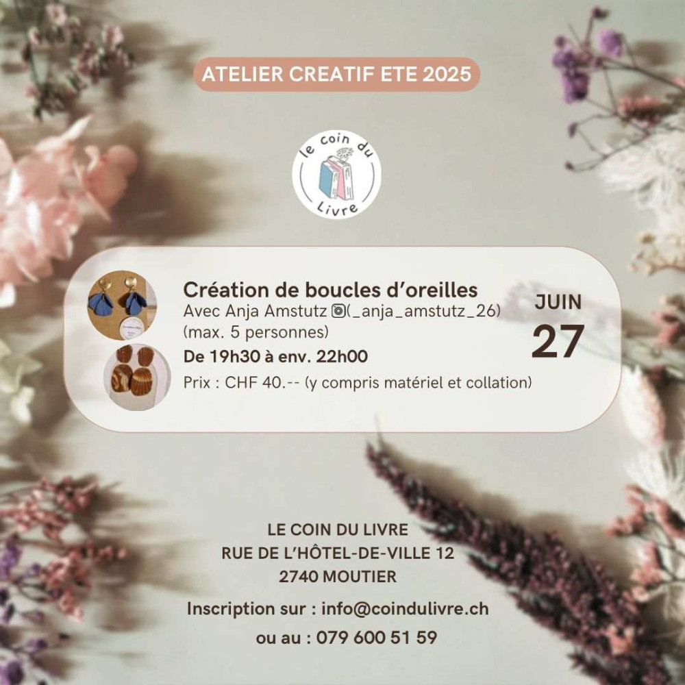  Venez créer vos propres boucles d'oreilles ! 
 Inscriptions par mail -&gt; cliquez sur la photo ! 