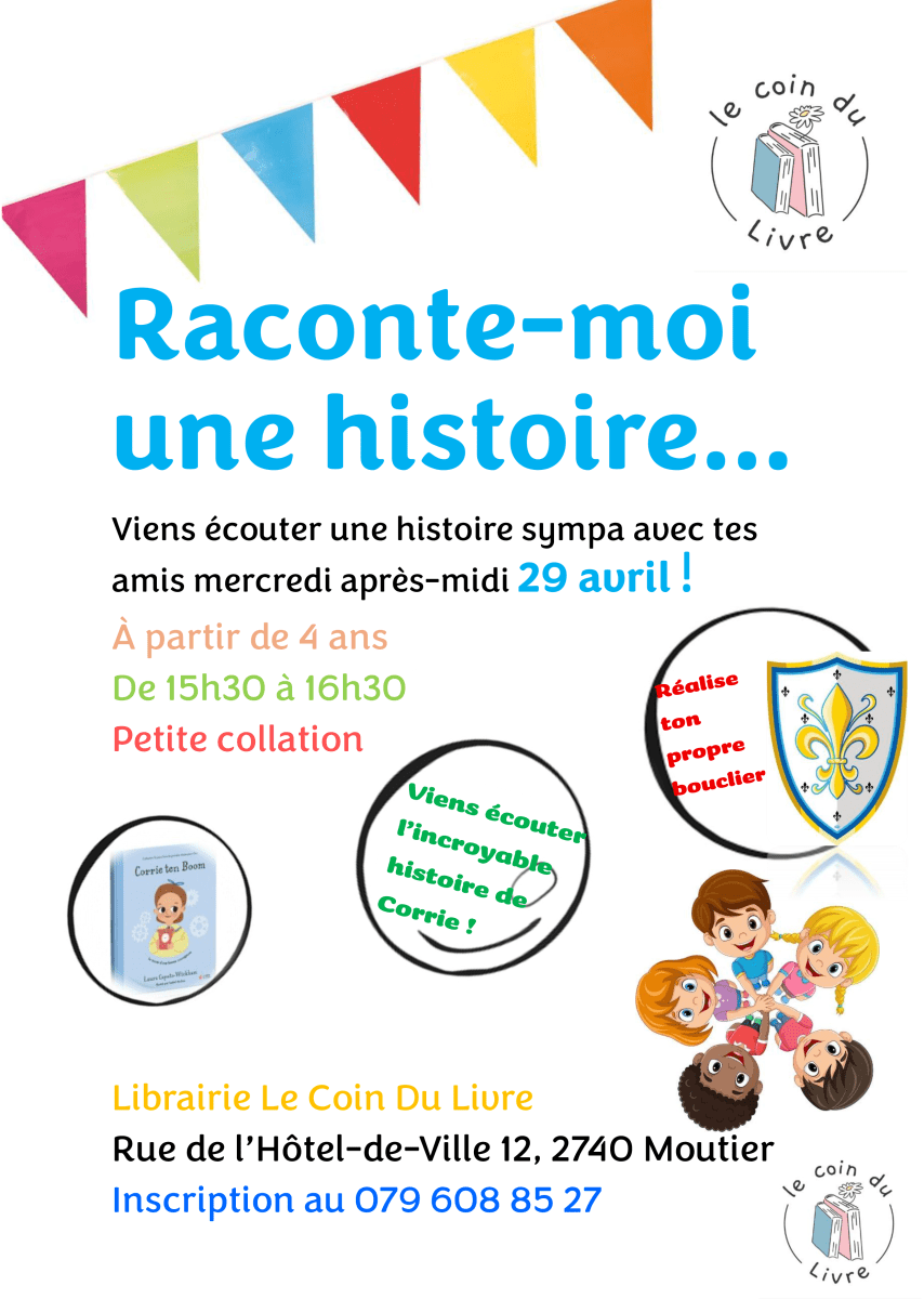  Raconte-moi une histoire, 
 c'est mercredi 29 avril ! 🛡️ 
 Inscription nécessaire au numéro affiché ! 